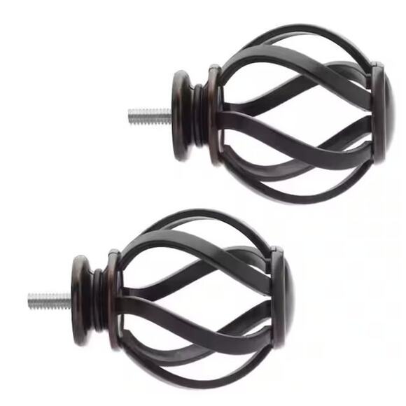 Oil-Rubbed Bronze Swirl Cage Finials (2 Sets of 2) Fits 1" Home Decorators Rods - Picture 6 of 8